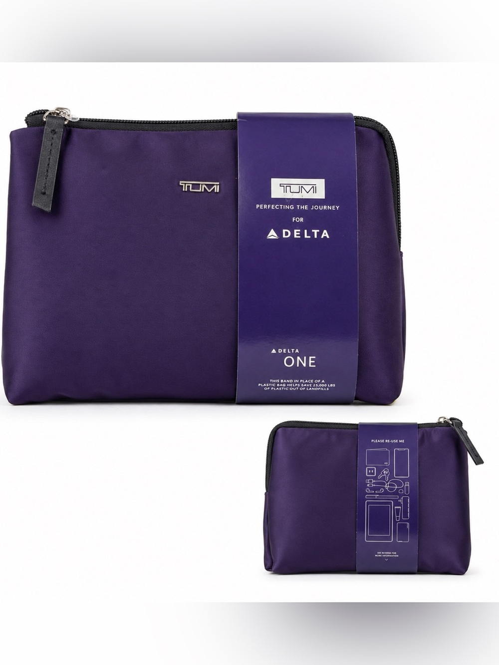 New TUMI for Delta One Purple Travel Amenity Pouch | New Reusable Zip Bag